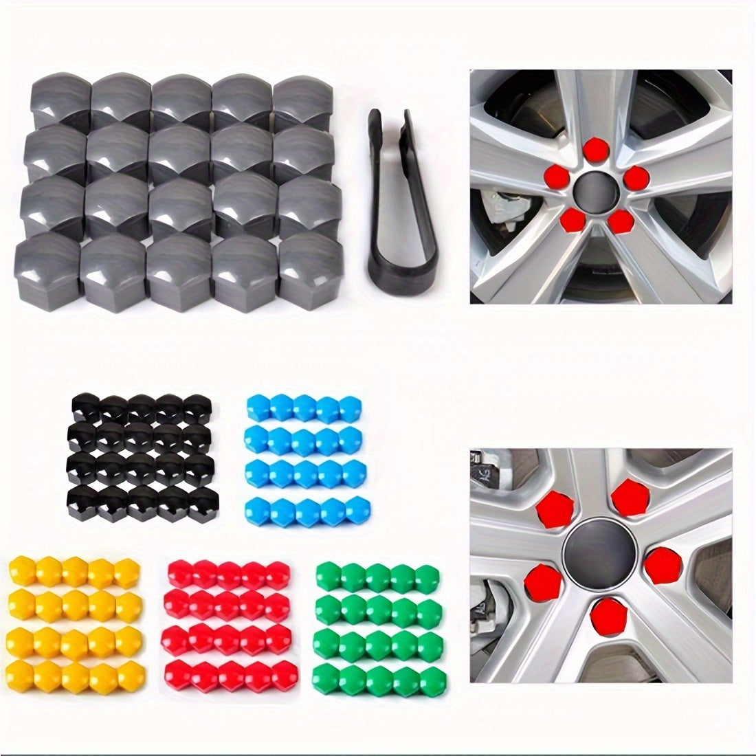20PCS Tire Screw Caps Plastic Wheel Hub Cover Nut Protector Decor