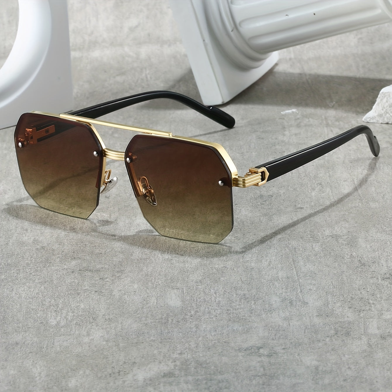 Полурамочные квадратные модные очки с черной металлической оправой и пластиковыми линзами для ежедневного ношения