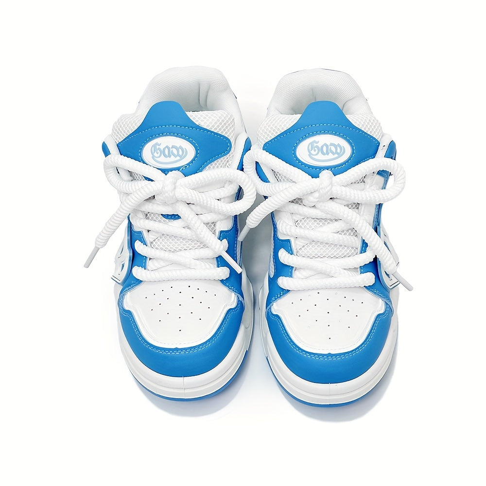 Men's Color Block Platform Skateboard Sneakers Casual Non-Slip Outdoor Shoes