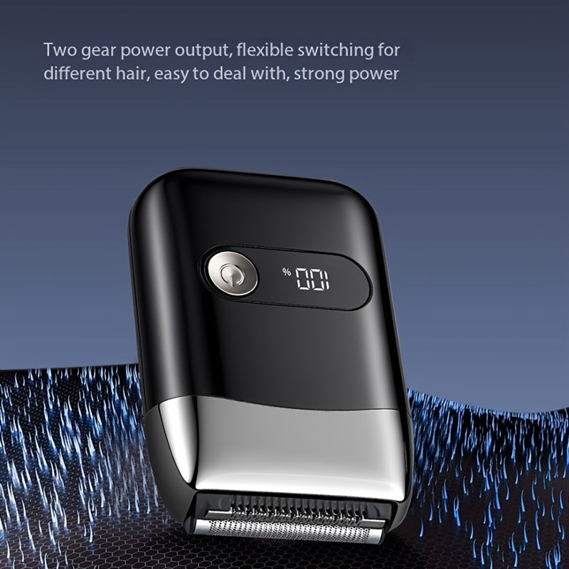 Afeitadora de aluminio con pantalla LED, recargable por USB, doble hoja, portátil para recorte de barba y viajes