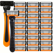 Men's Safety Razor Set with Non-Slip Metal Handle and Sharp Blades for Beard and Mustache Grooming