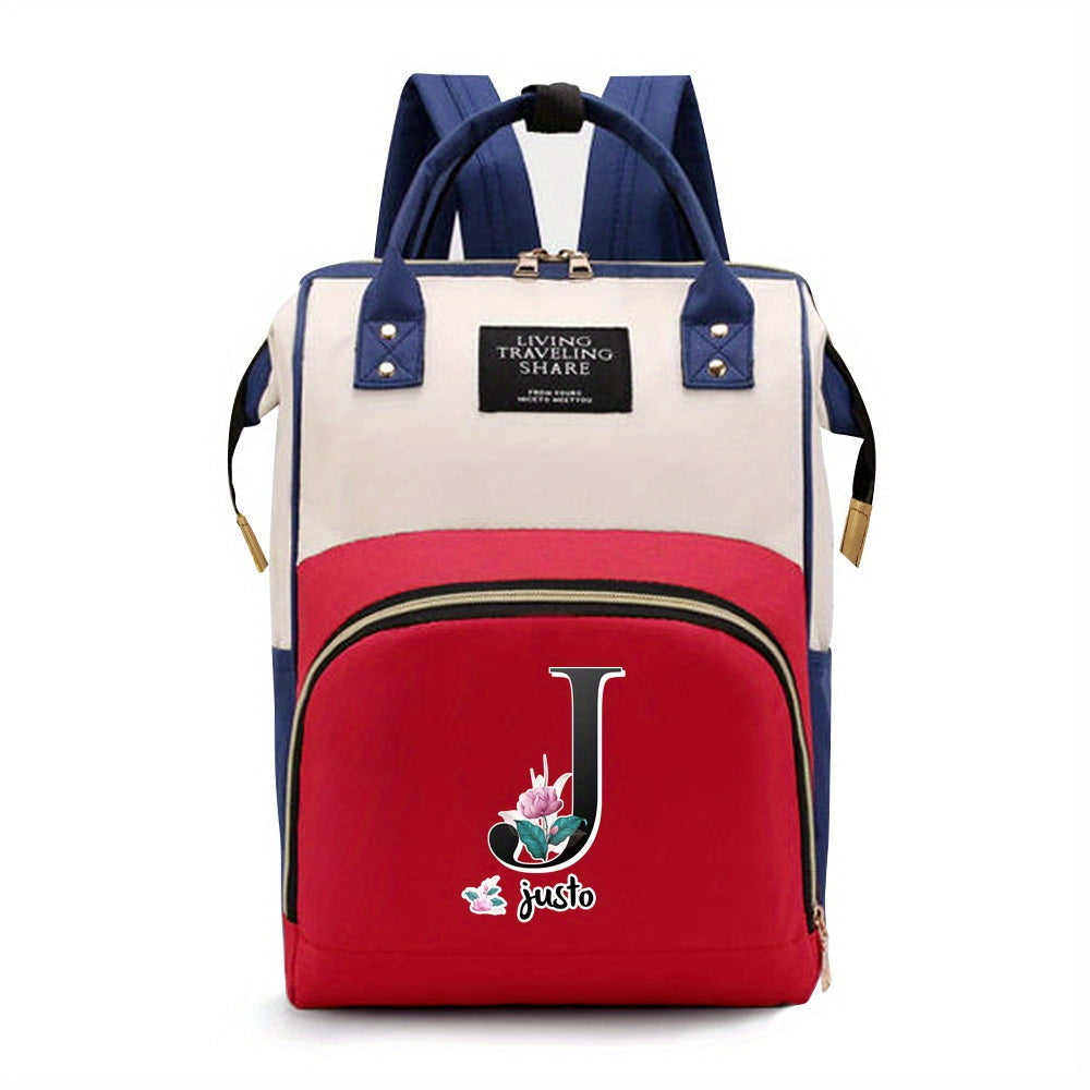 Персонализированная сумка для подгузников из оксфордской ткани с индивидуальными инициалами - Просторная сумка для мам с дизайном букв A-Z, идеальна для путешествий и повседневного использования, с карманами для бутылочек для женщин