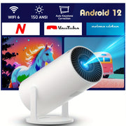 Mini 4K Projector for Home Theater with Android 12 WiFi6 Bluetooth 5.2