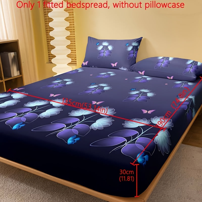 Floral Print Fitted Sheet Deep Pocket Soft Bedding Sheet for Bedroom or Guest Room