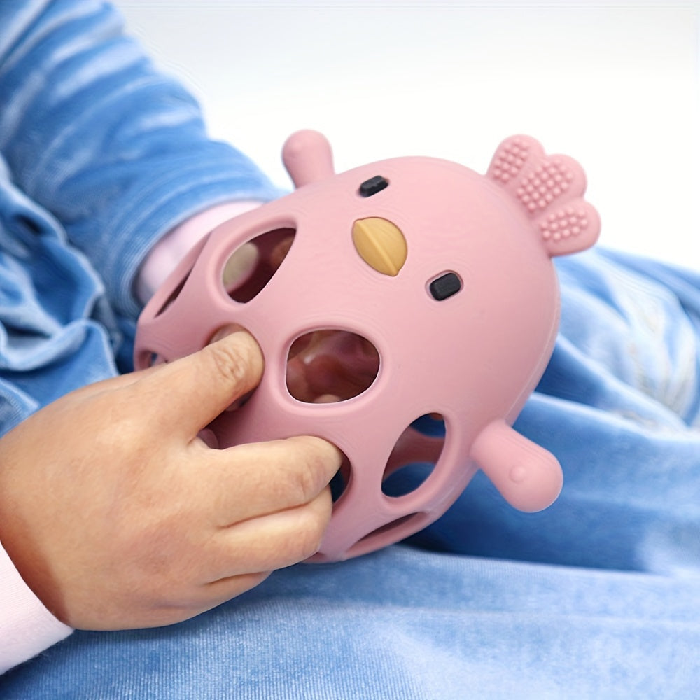 Baby Teether with Hand Grip Hollowed Out Chicken Design for Teething Relief