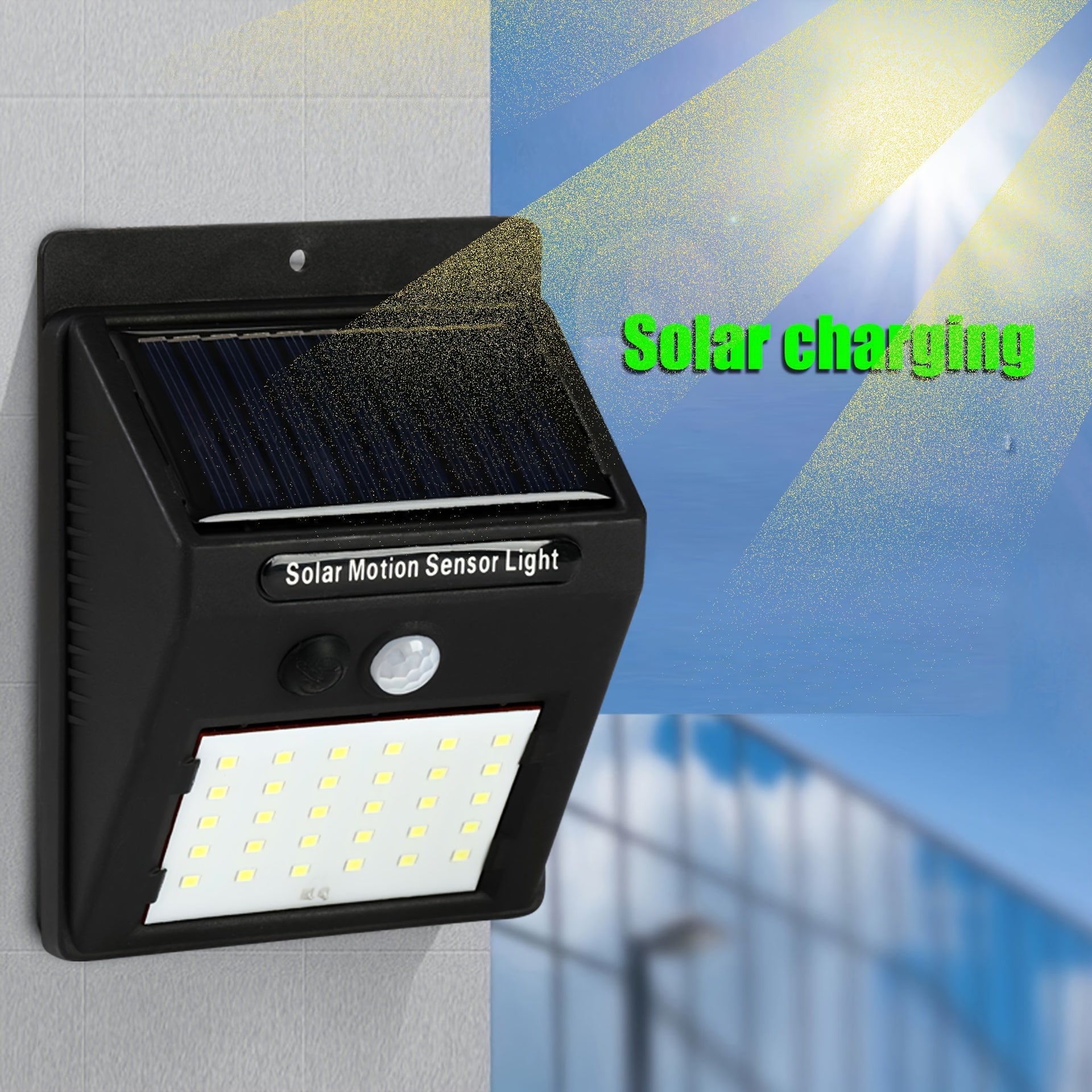 2 Pack Solar Motion Sensor Lights Outdoor 20 LED Security Wall Lamps for Yard Garage Driveway Patio