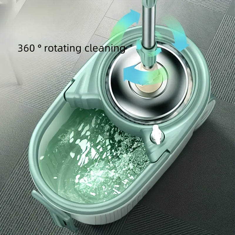 2pcs Teal Spin Mop and Bucket System with Wheels Microfiber High Absorbency