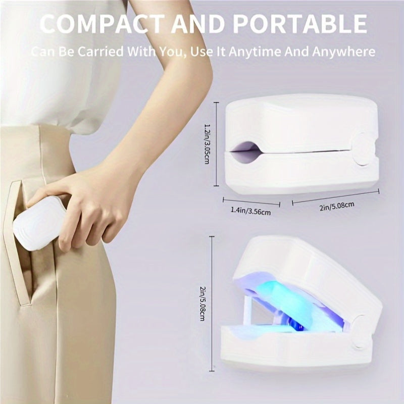 Lámpara de uñas LED portátil con batería recargable, luz azul compacta para hogar y viaje