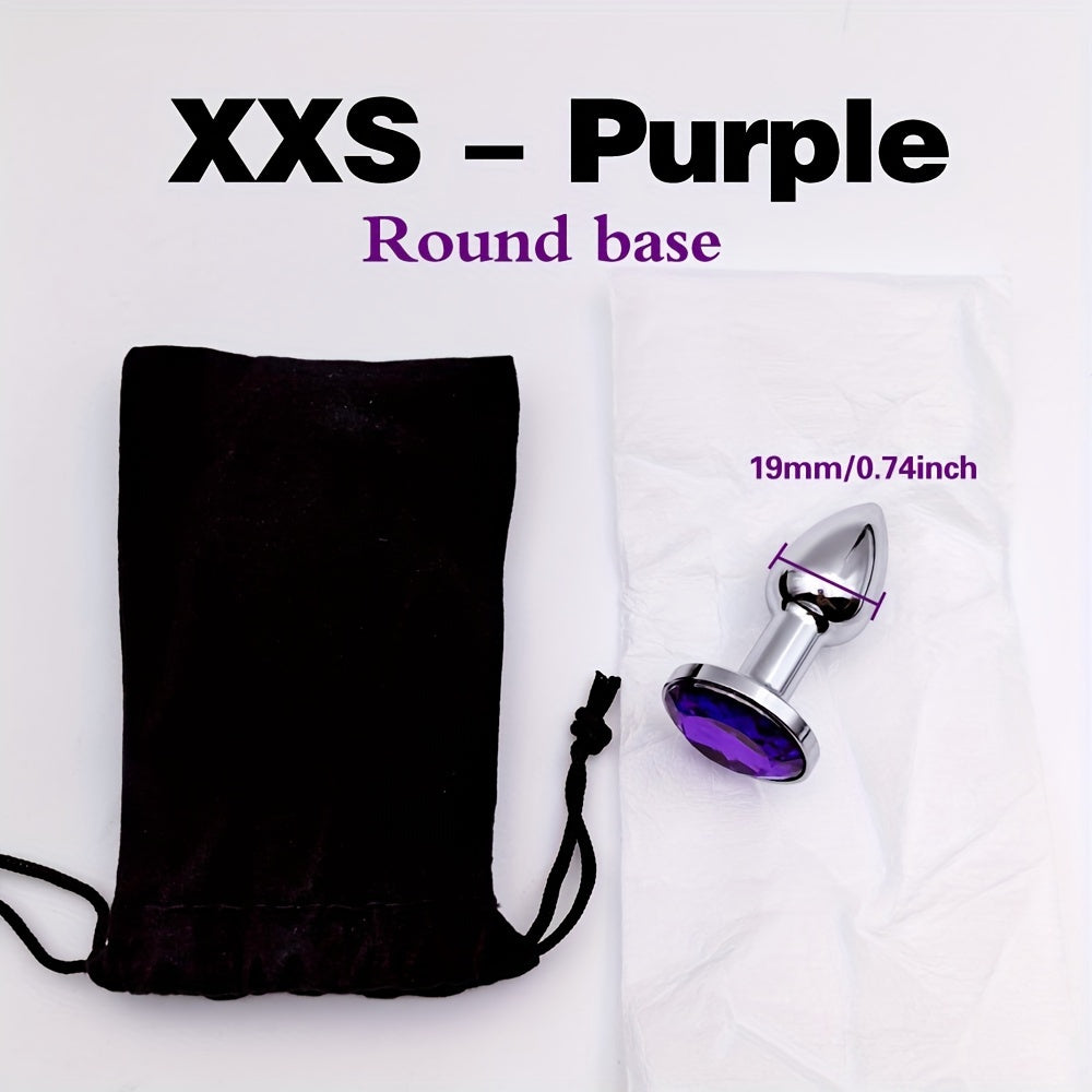 Adult Waterproof Mini Metal Anal Plug with Gemstone Base, Beginner-Friendly