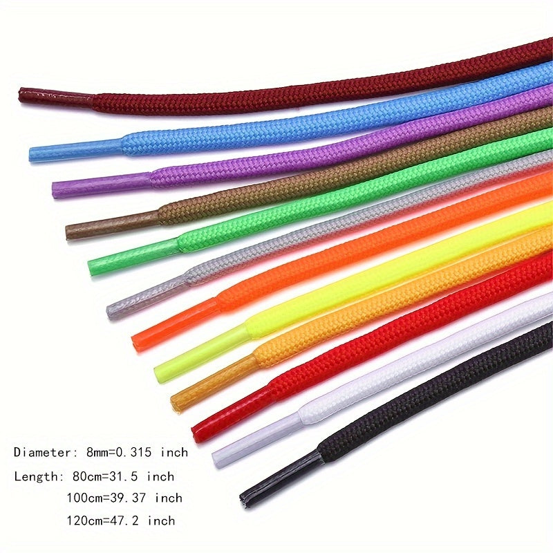 12 Pairs Assorted Round Shoelaces for Sneakers Boots Sports 5mm Thickness