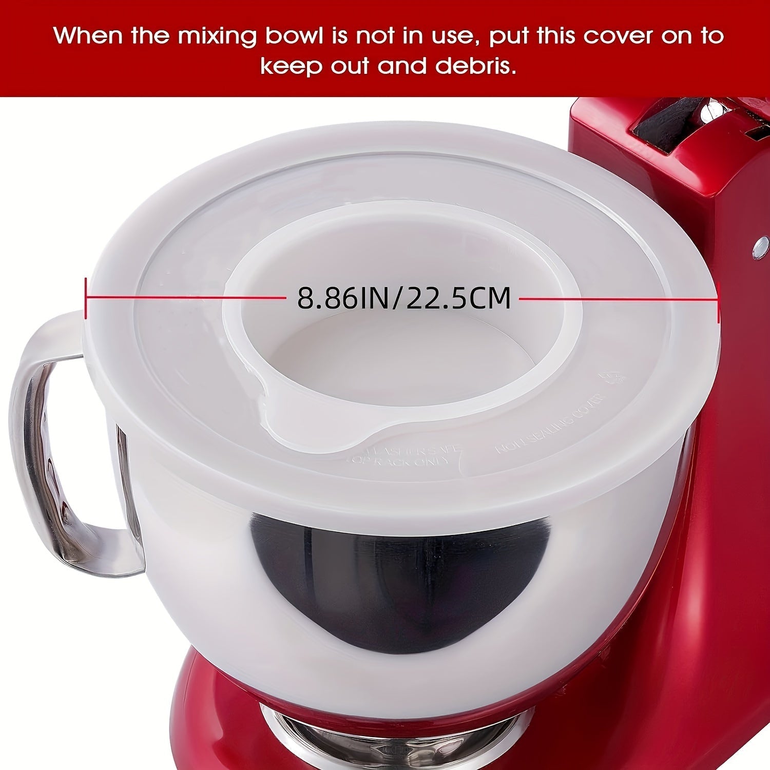 Bir oshxona apparati brendining 4.5-5 kvartalik Tilt-Head Stand Mixer Splash Guard, ingredientlar to'kilishini oldini olish uchun mo'ljallangan va idish-tovoq tozalash mashinasida yuvish mumkin.