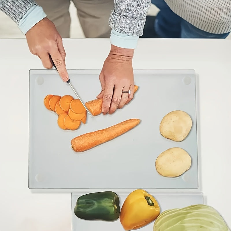 Set of 2 Clear Tempered Glass Cutting Boards Kitchen Heat Resistant Countertop Protectors