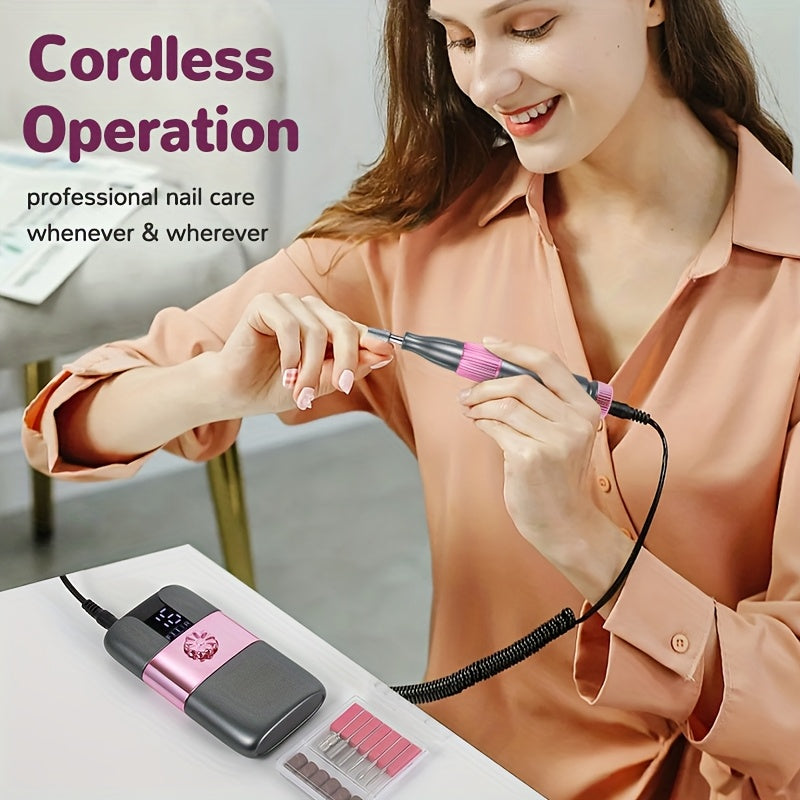 Upgraded Portable Electric Nail Grinder with Rechargeable Lithium Battery for Manicure and Nail Removal