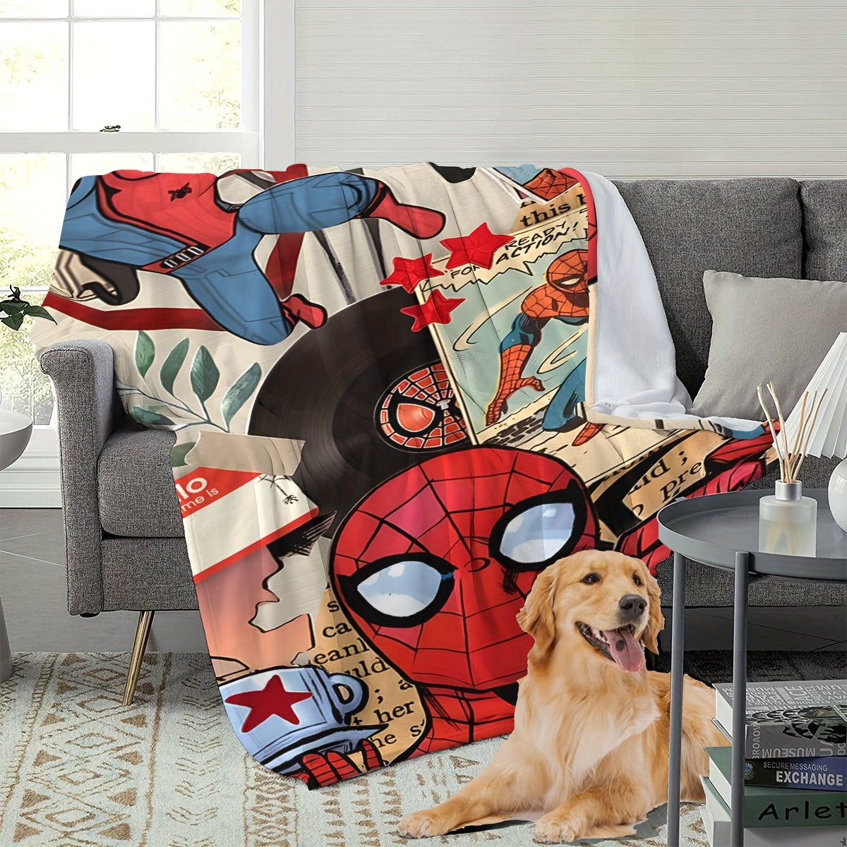 Cartoon Spider Plush Blanket for All Seasons High-Quality Polyester Cozy Bed Sofa Travel Camping