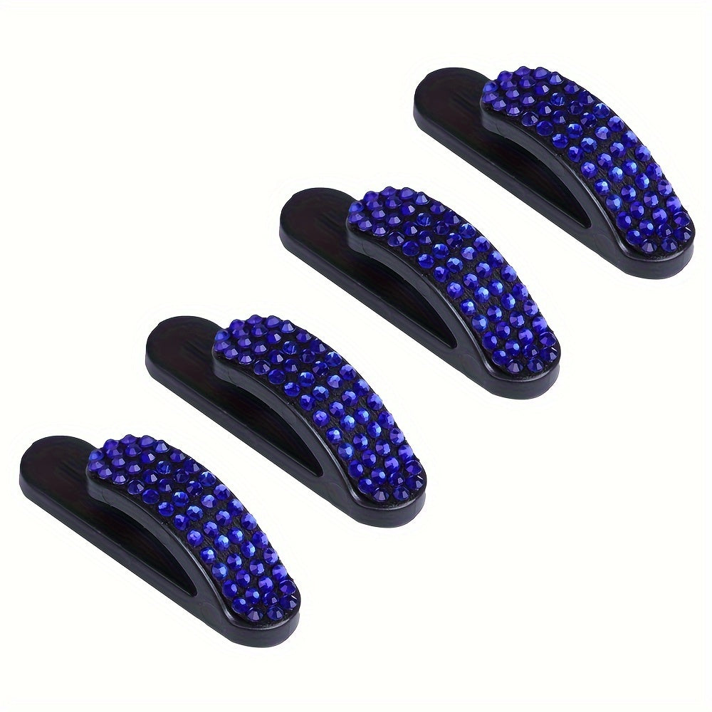 4 Pcs Bling Car Hooks Adhesive Rhinestone Auto Organizer for Keys USB Cables