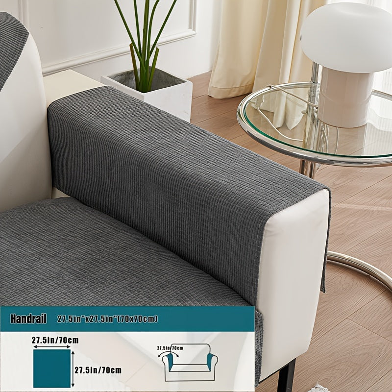 Water-Resistant Velvet Sofa Cover for 1-4 Seat L-Shaped Sofas Pet-Friendly Non-Slip Machine Washable Gray Textured Fabric