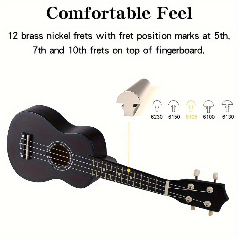 Сопрано-укулеле 21 дюйм, корпус из липы, несколько цветов