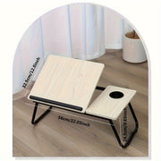 Sozlanadigan yotoq stoliga chashka tutqichli, portativ, yig'iladigan va qulay lap-stol, qora yoki peach rangda