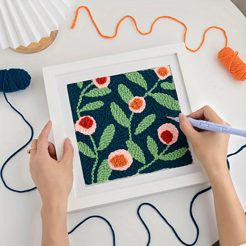 Light Blue Stainless Steel Punch Needle Kit for Embroidery and Knitting