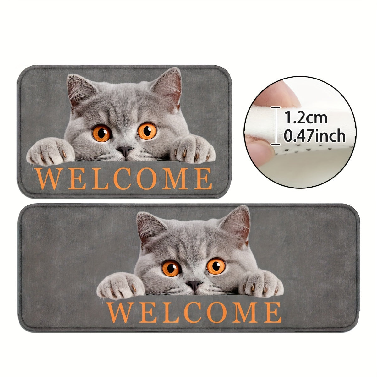 Cat-Inspired Non-Slip Door Mat Durable Polyester Entrance Rug for Home Decor