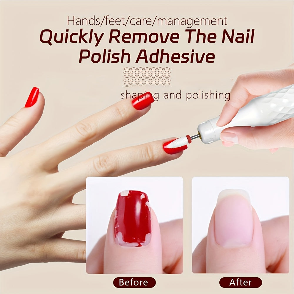 USB orqali zaryadlanadigan manikyur maydalagich to'plami, uchta sozlanadigan rejim va bir nechta ajratiladigan maydalash boshlariga ega.