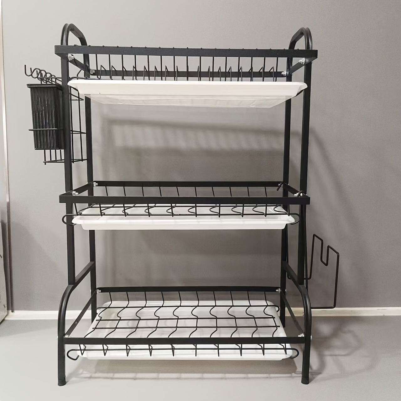 High-Quality Carbon Steel Anti-Rust Three-Layer Utensil Storage Rack for Kitchen