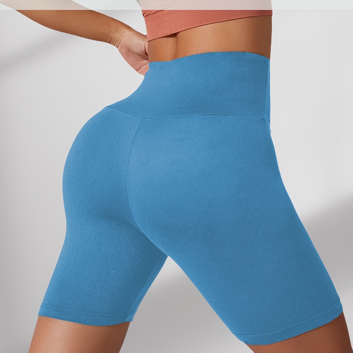 Plus Size Women's High Waisted Biker Shorts Stretchy Workout Yoga Athletic Shorts