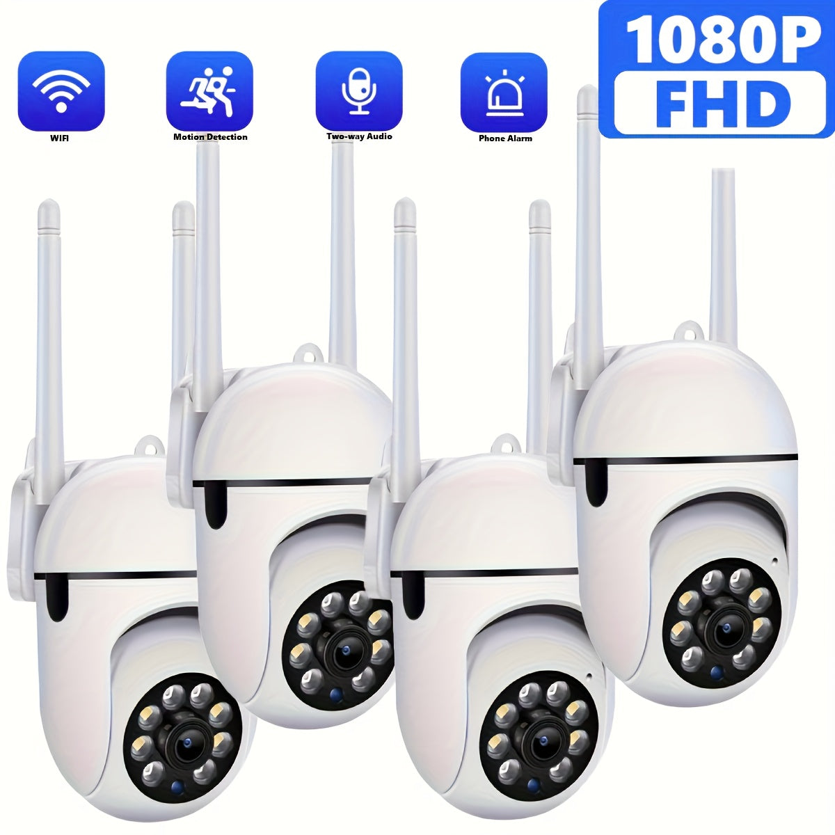 Wireless Indoor Security Camera 1080p HD Color Night Vision Human Detection Alerts Wi-Fi USB
