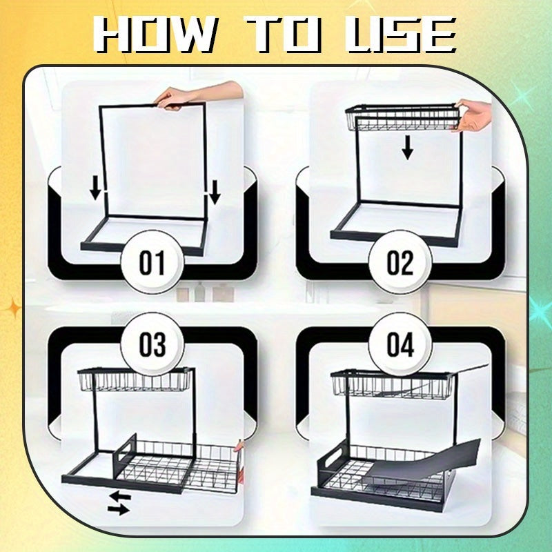 1pc Multi-Function Kitchen Sink Drain Basket with Hanging Rack for Tableware and Fruit/Vegetables.
