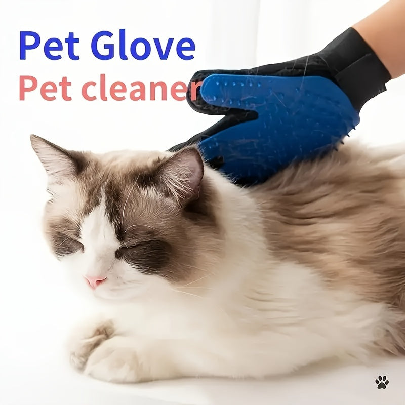 Pet Grooming Gloves for Dogs and Cats Silicone Deshedding Brush Five Finger Blue