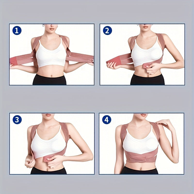Moslashuvchan holatni to'g'irlash belbog'i, kyphosis uchun M/L, qora, pushti, ko'rinmas dizayn