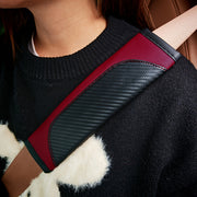 Car Seat Belt Shoulder Pad PU Leather Carbon Fiber Style Comfortable Cover