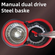 Black Compact 360° Rotating Mop and Bucket Kit with Microfiber Heads