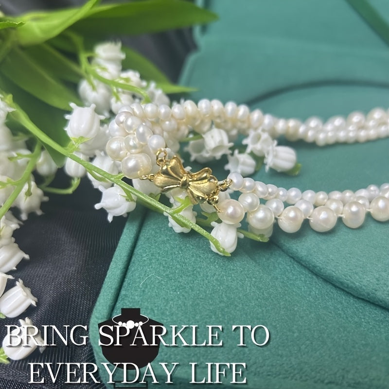 Zarif Shirin Su Pearl Qatlamli Marjon - Frantsuz Nafisligi va Ko'p Qirralilik. Ideal Onalar Kuni Hediye yoki Partiya Aksessuari