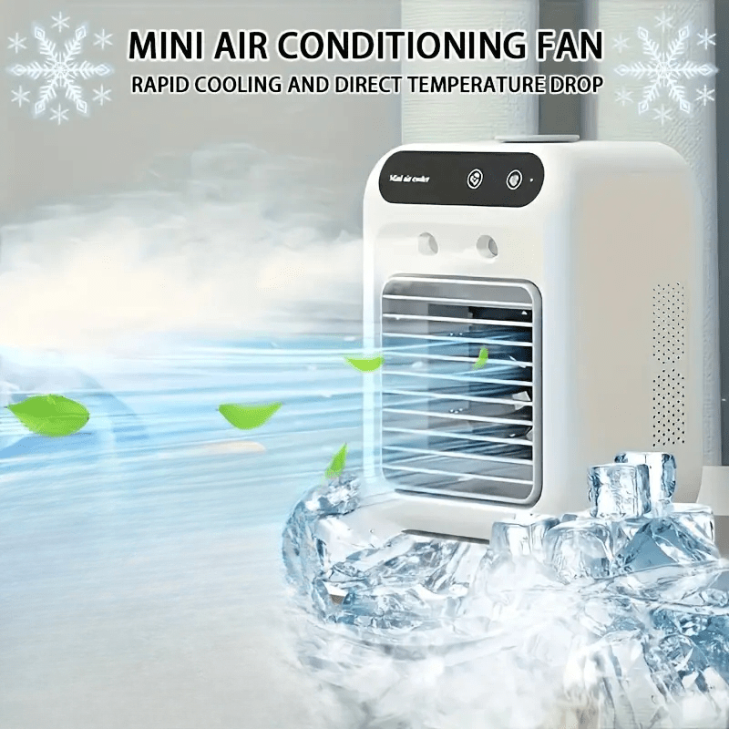 Mini Portable USB Desk Fan Air Conditioner Rechargeable 1800mAh Silent Personal Cooling Device