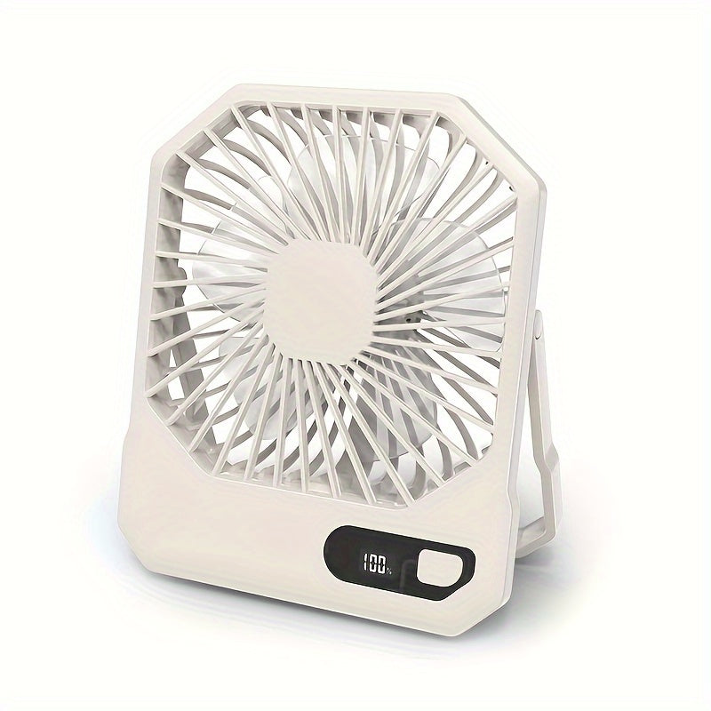 Portable USB Desktop Fan 6-Inch 3-Speed with Digital Display and Rechargeable Battery