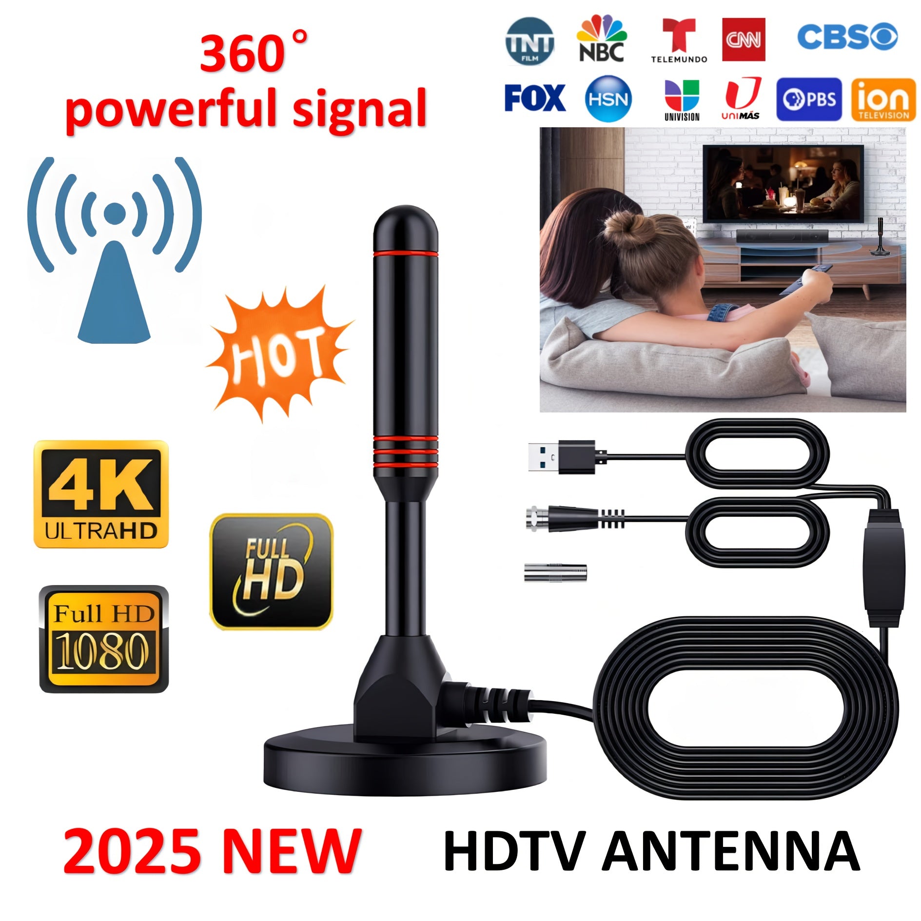 High-Definition 6800 Mile Indoor Outdoor TV Antenna Supports 4K1080 Smart TV