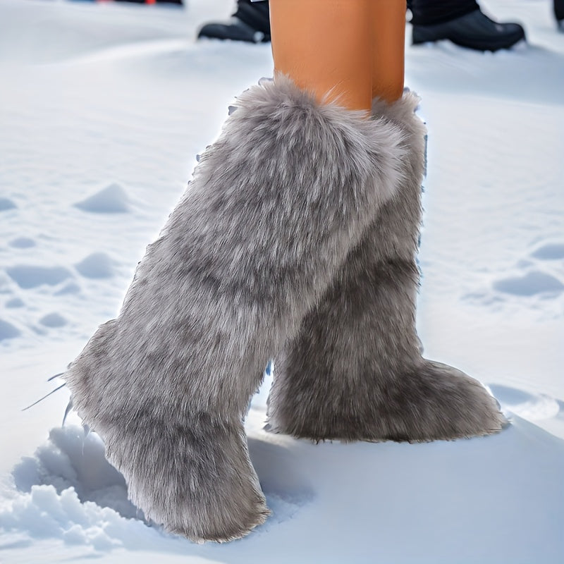 Women's Winter Warm Snow Boots Knee-High Slip-On Cold Weather Shoes