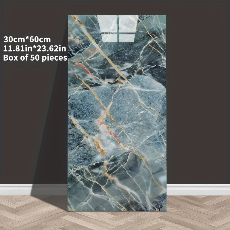 Marble Effect Self-Adhesive Wall Tiles Vinyl Waterproof Easy to Clean for Bathroom Kitchen Living Room Bedroom Pack of 10 20 or 50