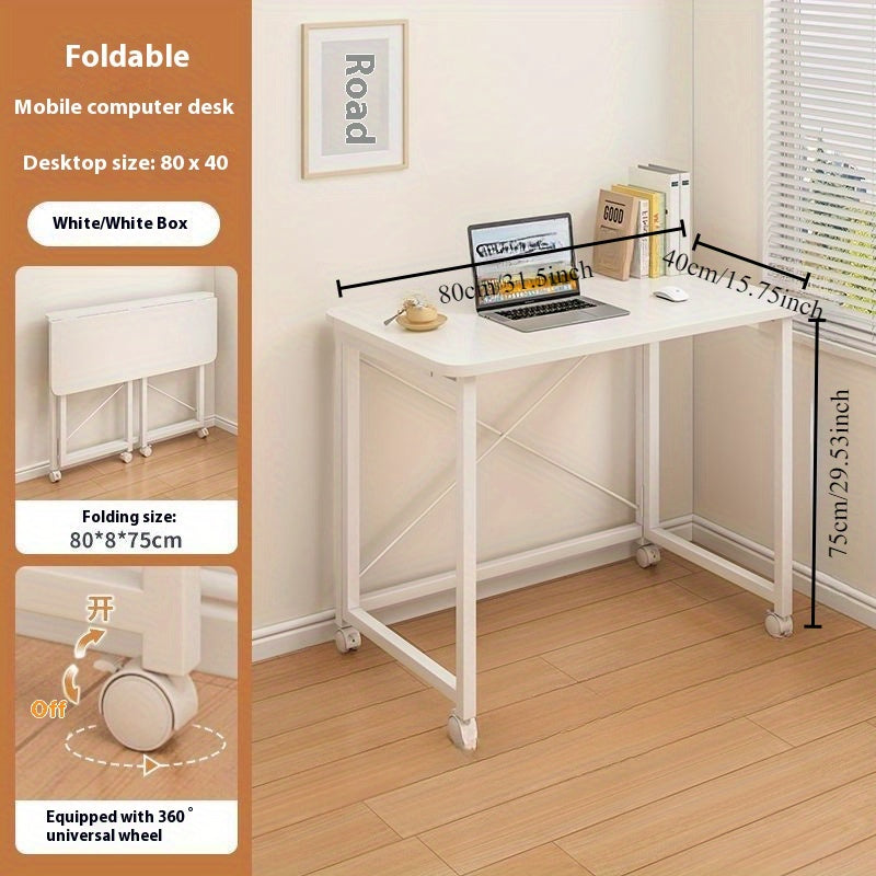 Wooden Computer Desk with Shelf Rolling Study Table Home Office Workstation Black or White