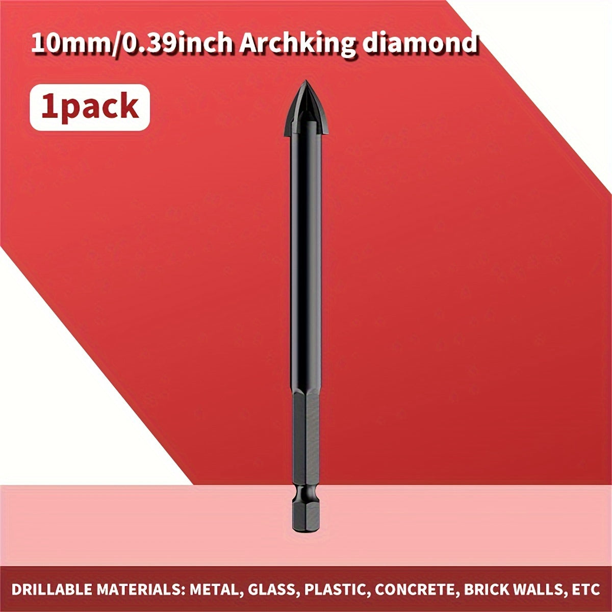 Steel Diamond Drill Bit for Ceramic Tile and Concrete, 4-Edged, Dry Drilling