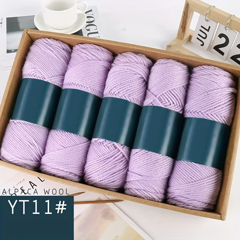 Camel Wool Yarn Pack of 5 Balls 500g Medium Thickness for Knitting Sweaters Scarves