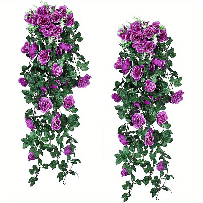 Artificial Rose Vine Garland 100.58cm for Indoor Outdoor Decor Valentine Mother's Day Graduation Independence Day