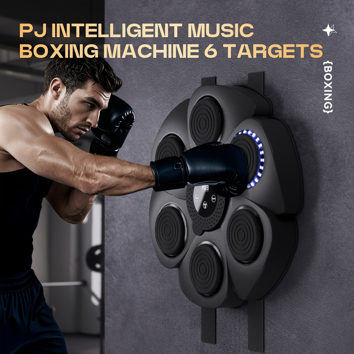 Wall-Mounted Smart Music Boxing Machine for Home Fitness Black