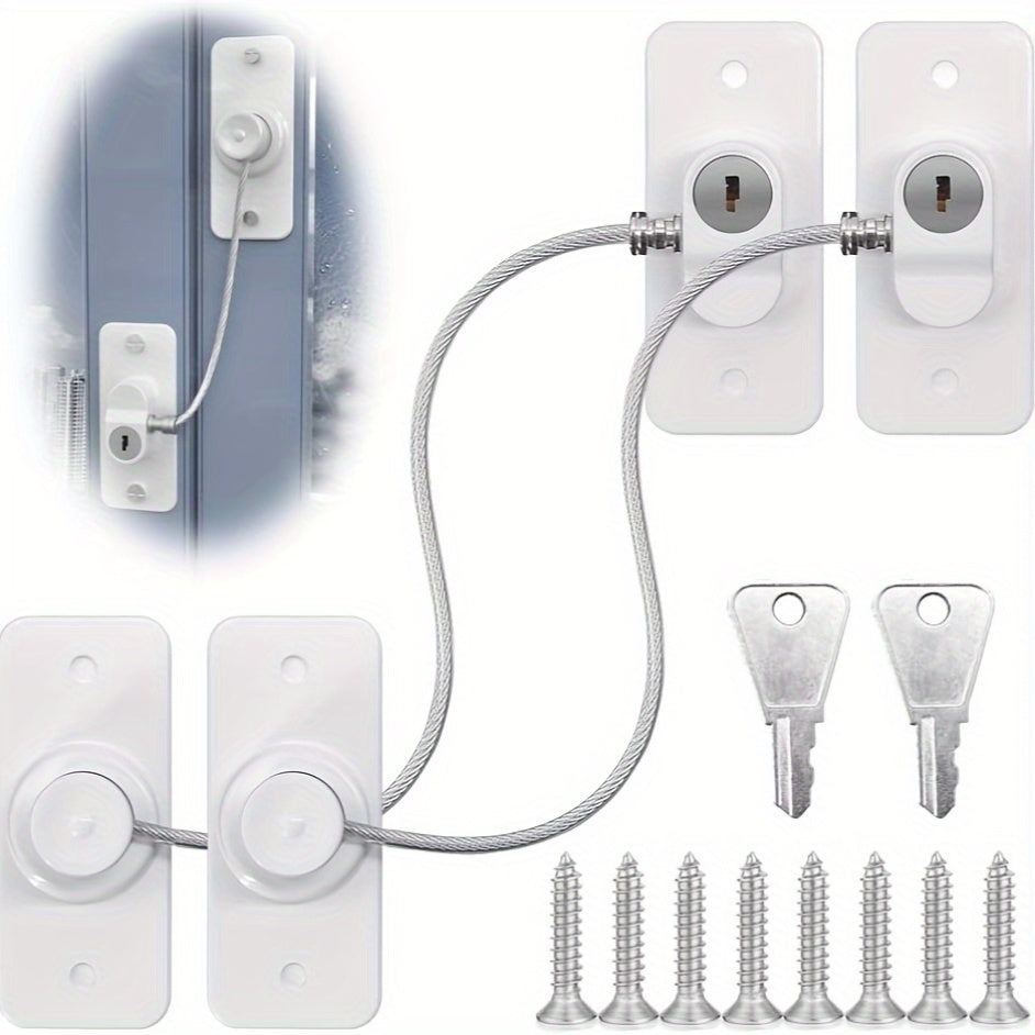 2-Pack UPVC Window Locks Set Childproof Security with Keys and Screws