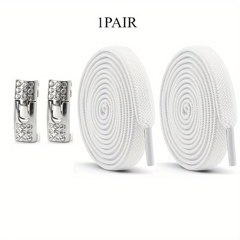 Unisex Rainbow Rhinestone Buckle Shoelaces 3 Pairs, Elastic, Fashion