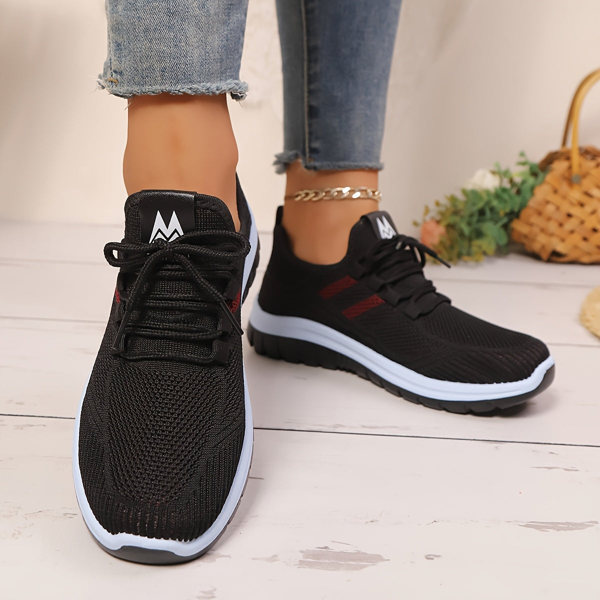Women's Breathable Mesh Low-Top Sneakers for Running and Walking