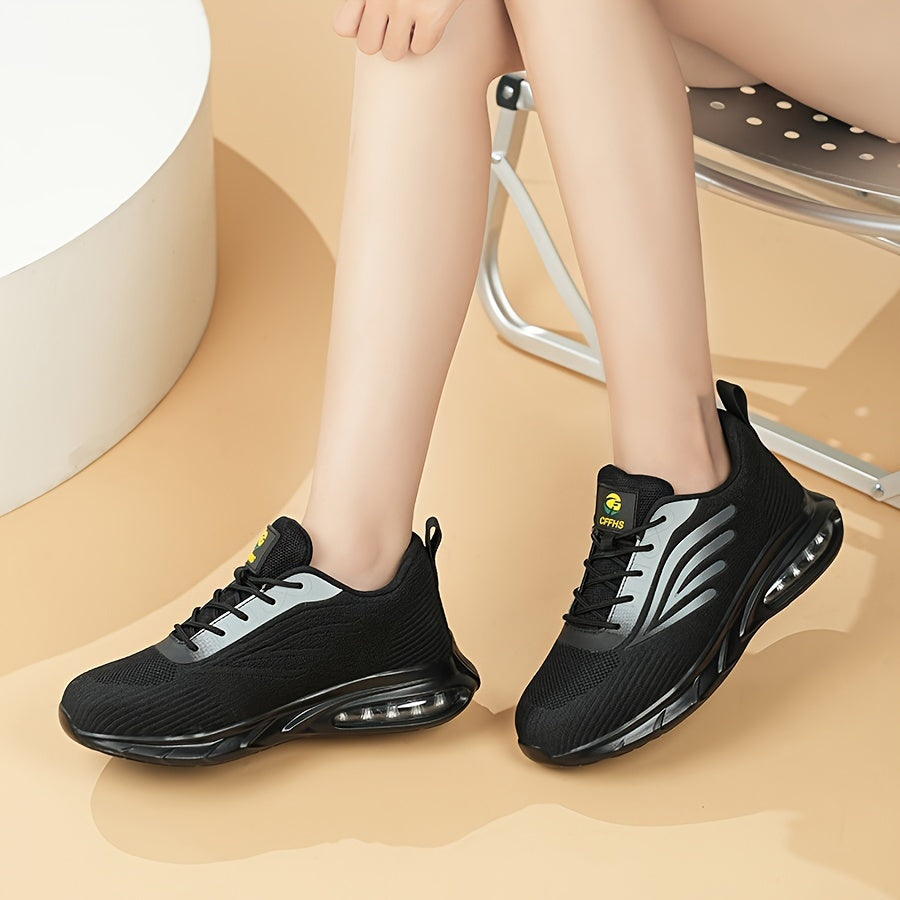 Women's Knitted Soft Air Cushion Work Shoes Steel Toe anti-puncture Industrial Safety