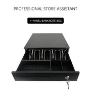 Caja registradora de acero con recubrimiento de zinc y impresora de billetes pequeños con conexión de efectivo