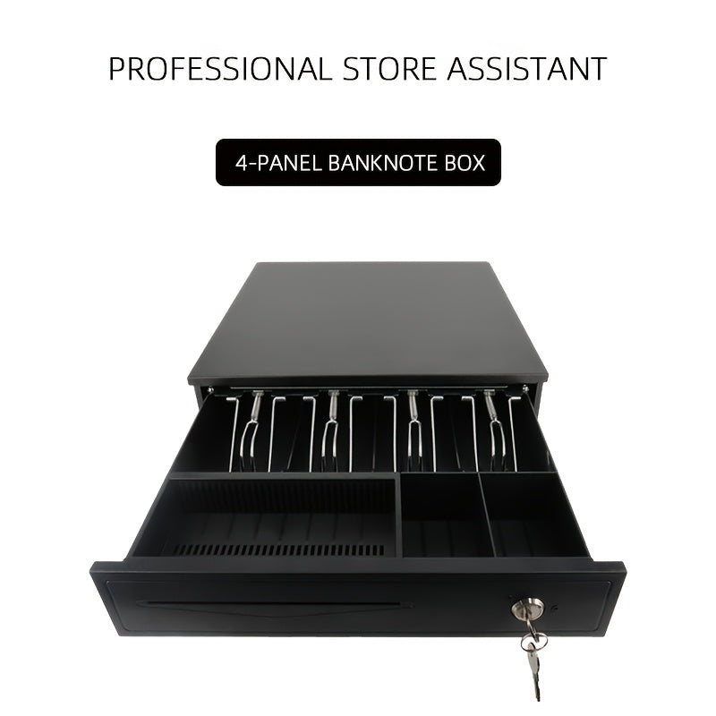 Caja registradora de acero con recubrimiento de zinc y impresora de billetes pequeños con conexión de efectivo